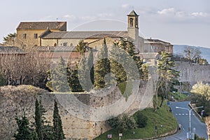 The walls of Volterra and San Francesco Church, Pisa, Tuscany, Italy