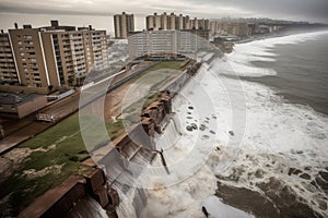 walls of water, rising from the ocean to devastate coastal cities photo