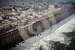 walls of water, rising from the ocean to devastate coastal cities photo