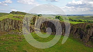 The Walltown Crags at World heritage site Hadrian`s Wall in the beautiful Northumberland National Park