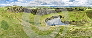 The Walltown Crags at World heritage site Hadrian`s Wall in the beautiful Northumberland National Park