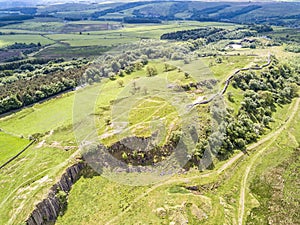 The Walltown Crags at World heritage site Hadrian`s Wall in the beautiful Northumberland National Park