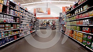 Walmart Supercenter retail store interior drinks aisle