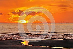 Walney windfarm, sunset