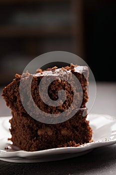 Walnut Brownie Cake close up shot