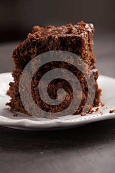 Walnut Brownie Cake macro shot