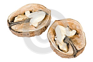 Walnut closeup with path on white