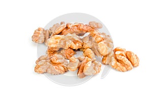 Walnut half heap on white background