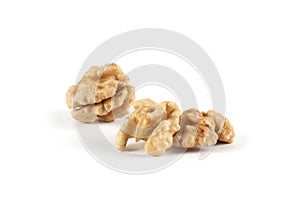 Walnut kernel isolated on white background.