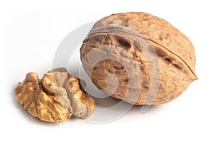 Walnut. Walnut kernel. Nut isolated on white