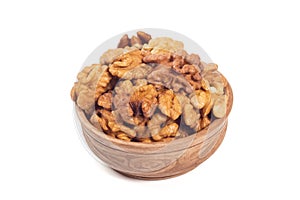 Walnut kernels in brown cup