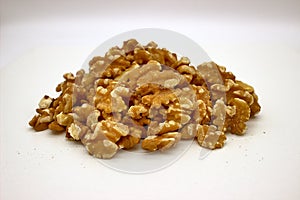 Walnut Kernels Other Names: Juglans Regia, Persian Walnut, English Walnut, Circassian Walnut. Isolated Image On A White