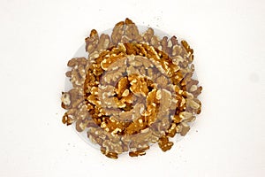 Walnut Kernels Other Names: Juglans Regia, Persian Walnut, English Walnut, Circassian Walnut. Isolated Image On A White