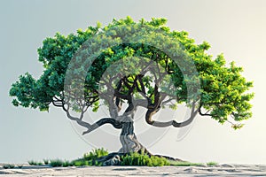 Walnut tree isolated on white