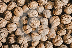 Walnuts background. Nuts texture. Healthy energy vegan food. Superfood for hipster lifestyle