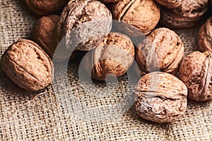 Walnuts on craft loft cloth