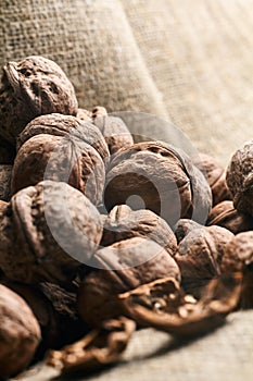 Walnuts on craft loft cloth