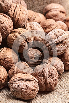 Walnuts on craft loft cloth