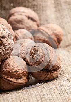 Walnuts on craft loft cloth