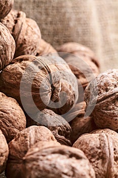 Walnuts on craft loft cloth