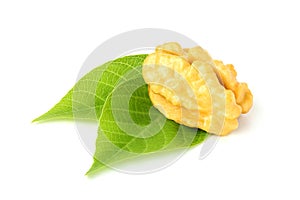 Walnuts green close-up isolated.