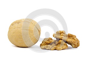 Walnuts isolated on white background. With clipping path