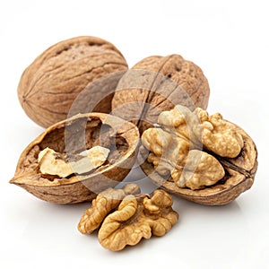 Walnuts isolated on white background