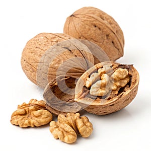 Walnuts isolated on white background