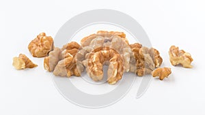 Walnuts isolated on white, closedup photo