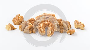 Walnuts isolated on white, closedup