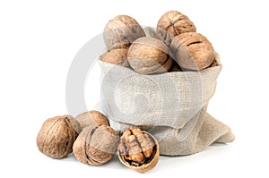 walnuts and kernels in a bag