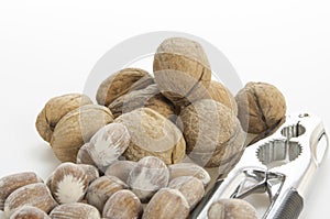 Walnuts, nuts and nutcracker
