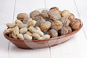 Walnuts Peanuts Bunch Bowl White Table