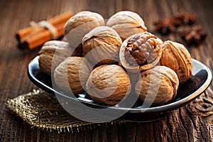 Walnuts on a plate
