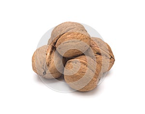 Walnuts in shell on a white background