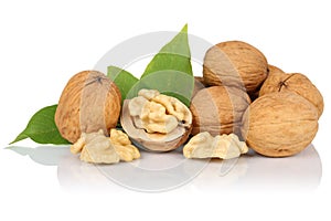 Walnuts walnut nuts nut nutshell isolated on white