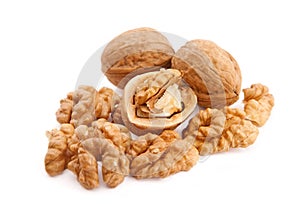 Walnuts on white