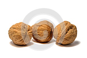 Walnuts with white background photo