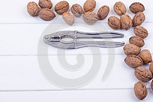 Walnuts on white