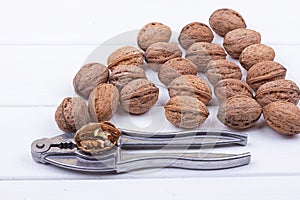 Walnuts on white