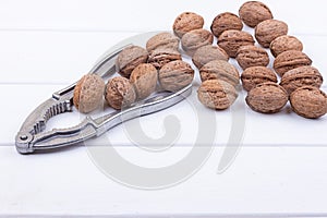 Walnuts on white