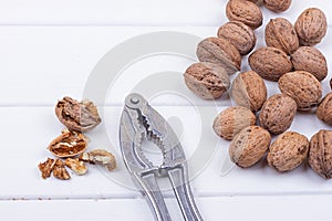 Walnuts on white