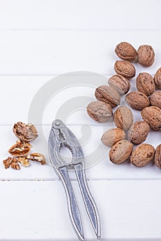 Walnuts on white