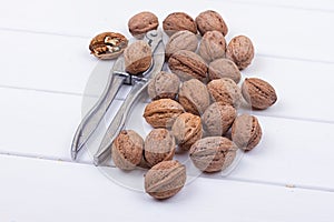 Walnuts on white