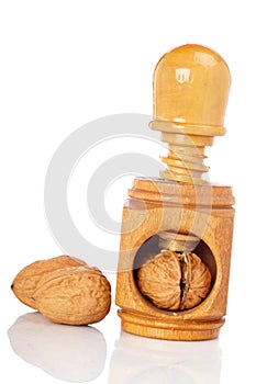 Walnuts and wood nutcracker