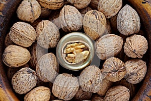Walnuts in a wooden bowl