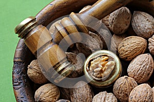 Walnuts in a wooden bowl