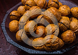 Walnuts wooden, season, nuts, christmas, pile, nutty