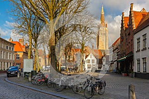 Walplein square of Brugge, Belgium