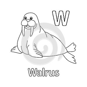 Walrus Alphabet ABC Coloring Page W